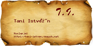 Tani István névjegykártya